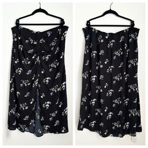 abercrombie & fitch - NWT ruched midaxi skirt midi maxi floral print black